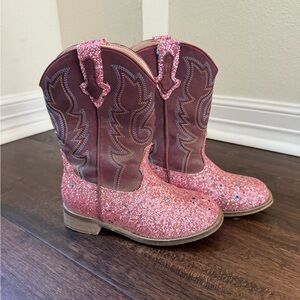 Pink Glitter Cowboy Boots